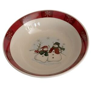 ROYAL SEASONS Stoneware 6.5" Dessert Cereal Bowls Snowmen Set of Four